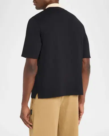Valentino Garavani Men's Inlaid V Cotton Polo Shirt with Panther Patch | Thumbnail 7 Valentino Garavani Men's Inlaid V Cotton Polo Shirt with Panther Patch | Thumbnail 7