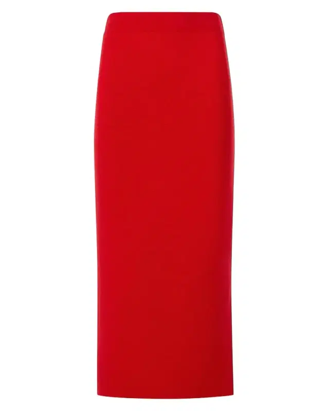 Wool Knit Midi Pencil Skirt