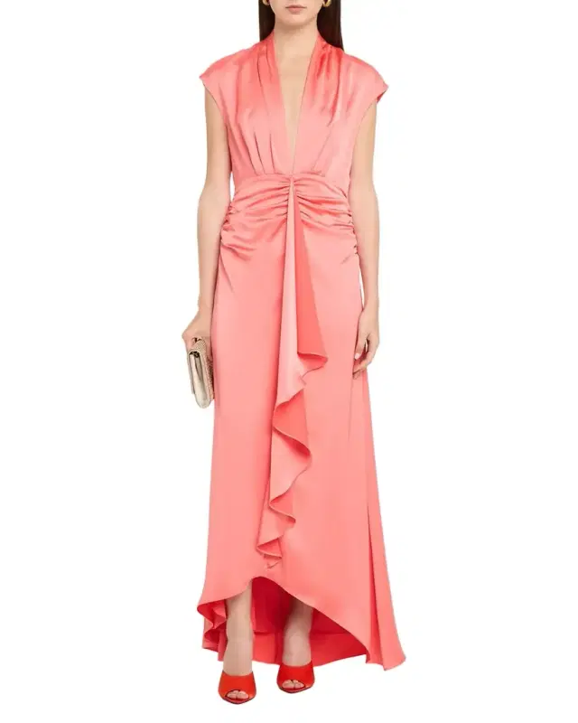 Ramy Brook Catrin Draped Deep V-Neck Gown