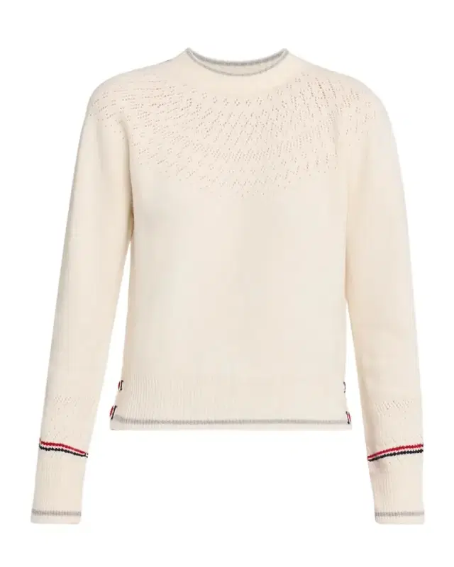 Pointelle Fair Isle Crewneck Sweater