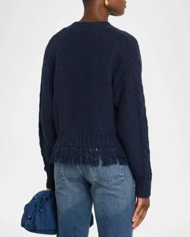 Autumn Cashmere Fringe-Hem Organic Cotton Knit Cardigan | Thumbnail 2 Autumn Cashmere Fringe-Hem Organic Cotton Knit Cardigan | Thumbnail 2