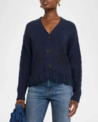 Autumn Cashmere Fringe-Hem Organic Cotton Knit Cardigan | Thumbnail 3 Autumn Cashmere Fringe-Hem Organic Cotton Knit Cardigan | Thumbnail 3
