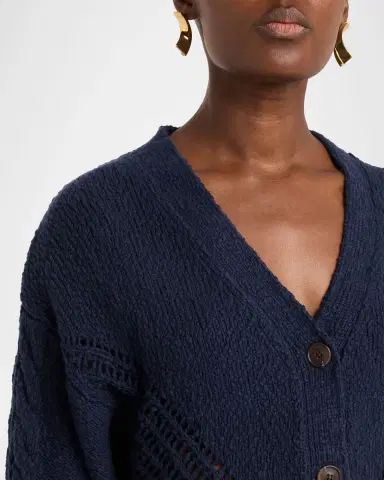 Autumn Cashmere Fringe-Hem Organic Cotton Knit Cardigan | Thumbnail 4 Autumn Cashmere Fringe-Hem Organic Cotton Knit Cardigan | Thumbnail 4
