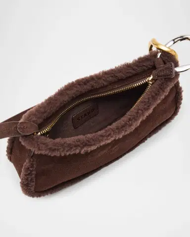 Staud Ollie Shearling-Trim Suede Shoulder Bag | Thumbnail 3 Staud Ollie Shearling-Trim Suede Shoulder Bag | Thumbnail 3