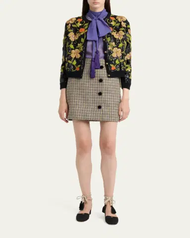 Valentino Garavani Sequined Floral Embroidered Crewneck Cardigan | Thumbnail 2 Valentino Garavani Sequined Floral Embroidered Crewneck Cardigan | Thumbnail 2