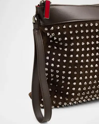 Christian Louboutin Men's Funky Crosta Spikes Suede Wristlet/Shoulder Bag | Thumbnail 4 Christian Louboutin Men's Funky Crosta Spikes Suede Wristlet/Shoulder Bag | Thumbnail 4