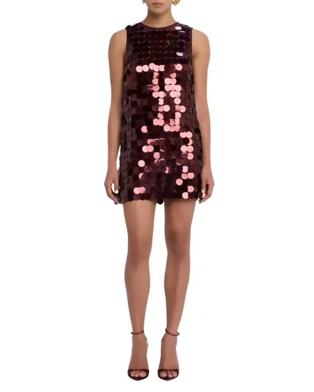 Roxana Sleeveless Paillette Mini Shift Dress