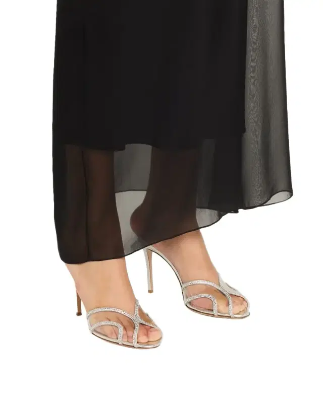 Organza Embellished Plexi Slide Mule Pumps