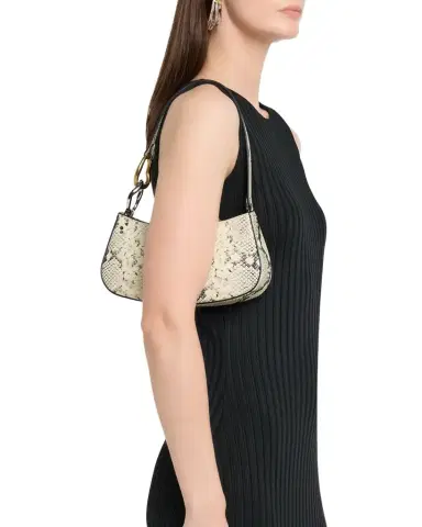 Staud Ollie Curved Snake-Embossed Leather Shoulder Bag | Thumbnail 1 Staud Ollie Curved Snake-Embossed Leather Shoulder Bag | Thumbnail 1