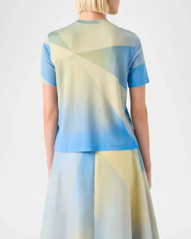Akris Sunbeam Print Silk Short-Sleeve T-Shirt | Thumbnail 3
