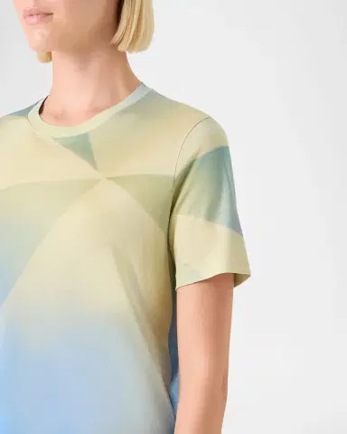 Akris Sunbeam Print Silk Short-Sleeve T-Shirt | Thumbnail 5