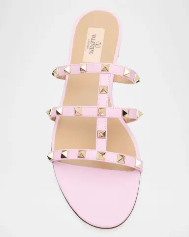 Valentino Garavani Rockstud Caged Leather Flat Slide Sandals | Thumbnail 14
