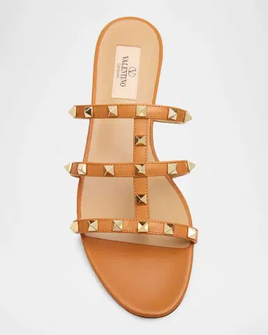 Valentino Garavani Rockstud Caged Leather Flat Slide Sandals | Thumbnail 19