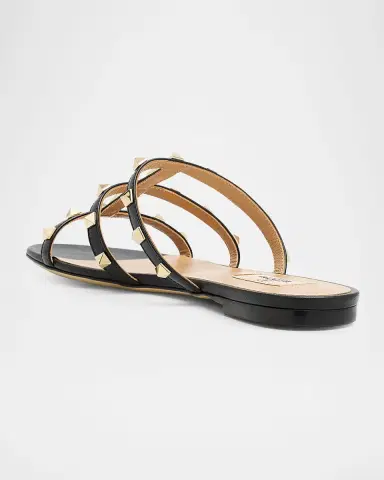 Valentino Garavani Rockstud Caged Leather Flat Slide Sandals | Thumbnail 4