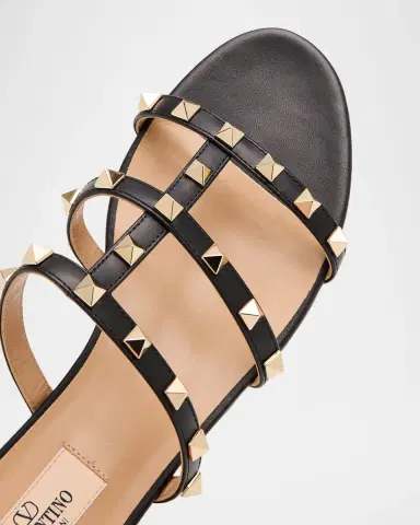 Valentino Garavani Rockstud Caged Leather Flat Slide Sandals | Thumbnail 8