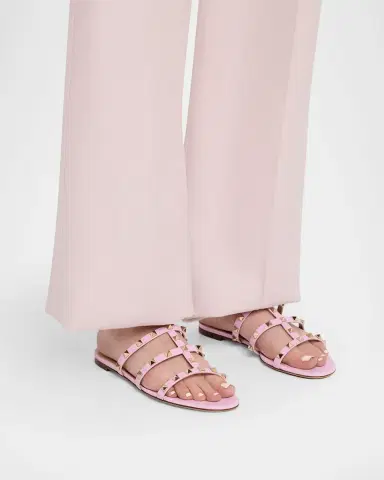 Valentino Garavani Rockstud Caged Leather Flat Slide Sandals | Thumbnail 10