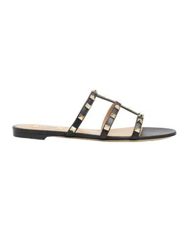 Valentino Garavani Rockstud Caged Leather Flat Slide Sandals | Thumbnail 1