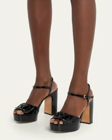Valentino Garavani 115mm VLogo Signature Patent Leather Platform Sandals | Thumbnail 2
