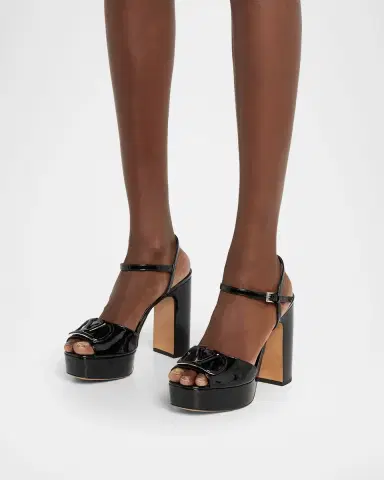 Valentino Garavani 115mm VLogo Signature Patent Leather Platform Sandals | Thumbnail 6