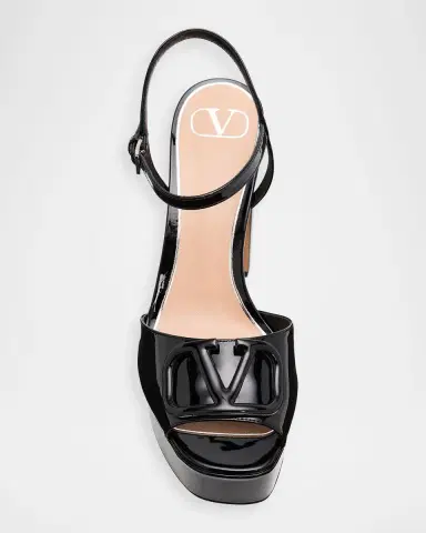Valentino Garavani 115mm VLogo Signature Patent Leather Platform Sandals | Thumbnail 10