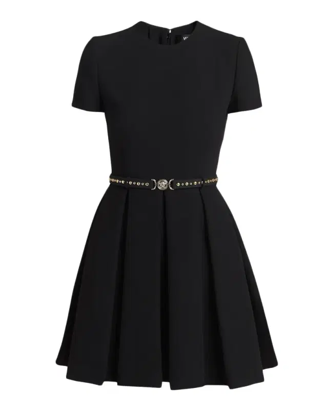 Belted Short-Sleeve Mini Dress