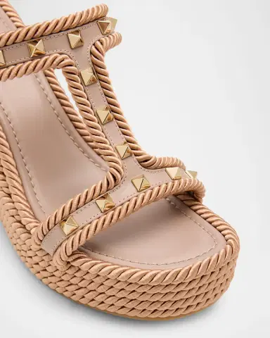 Valentino Garavani 90mm Rockstud Torchon T-Strap Espadrille Sandals | Thumbnail 5 Valentino Garavani 90mm Rockstud Torchon T-Strap Espadrille Sandals | Thumbnail 5