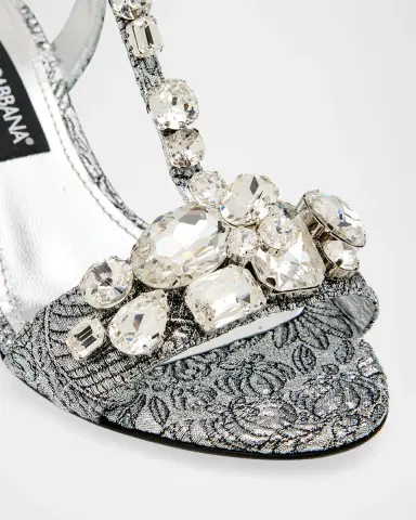 Dolce & Gabbana 60mm Crystal Brocade Block-Heel Sandals | Thumbnail 2 Dolce & Gabbana 60mm Crystal Brocade Block-Heel Sandals | Thumbnail 2