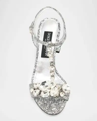 Dolce & Gabbana 60mm Crystal Brocade Block-Heel Sandals | Thumbnail 3 Dolce & Gabbana 60mm Crystal Brocade Block-Heel Sandals | Thumbnail 3
