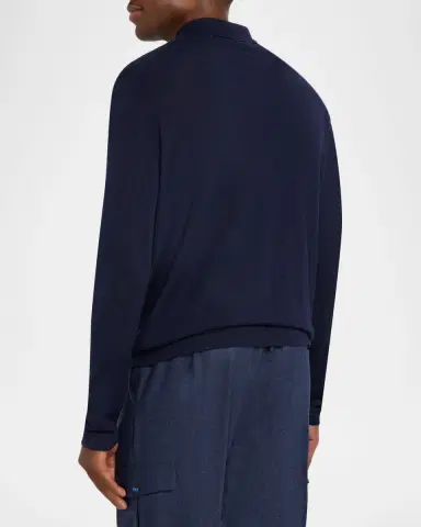 KNT Men's Wool and Silk Long-Sleeve Polo Shirt | Thumbnail 2