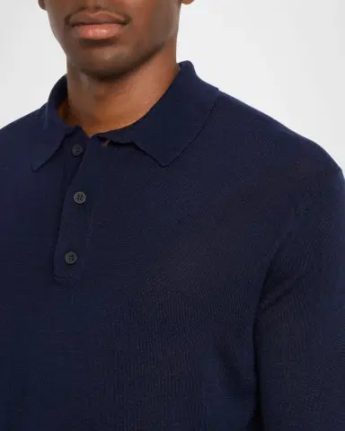 KNT Men's Wool and Silk Long-Sleeve Polo Shirt | Thumbnail 4