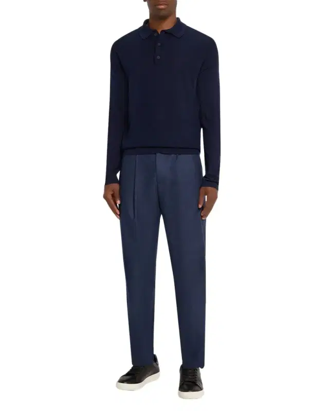Men 's Wool and Silk Long-Sleeve Polo Shirt
