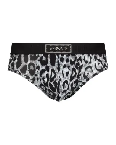 Versace Men's Leopard-Print Stretch Jersey Cotton Briefs | Thumbnail 1