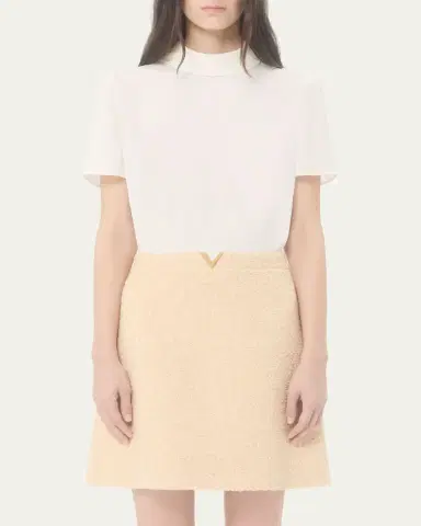 Valentino Garavani Mock-Neck Short-Sleeve Silk Top | Thumbnail 4 Valentino Garavani Mock-Neck Short-Sleeve Silk Top | Thumbnail 4