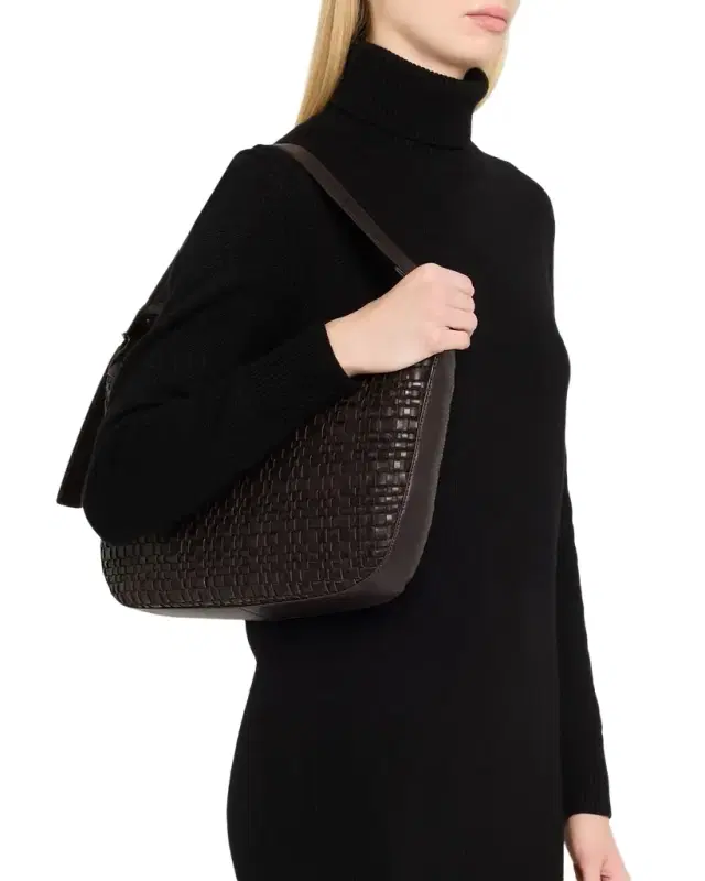 Demy Large Woven Leather Hobo Bag