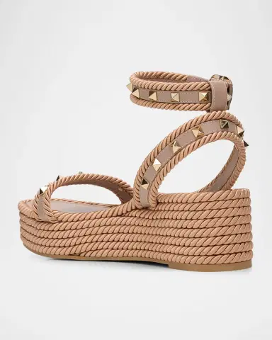Valentino Garavani 45mm Rockstud Torchon Ankle Strap Espadrille Sandals | Thumbnail 3 Valentino Garavani 45mm Rockstud Torchon Ankle Strap Espadrille Sandals | Thumbnail 3