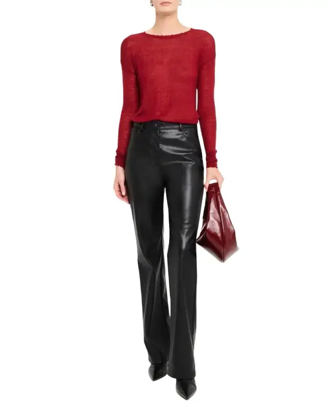 Crewneck Distressed Sheer Cashmere Sweater