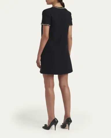 Valentino Garavani Crystal Jacquard Short-Sleeve Mini Dress | Thumbnail 3