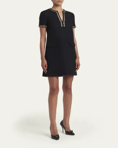 Valentino Garavani Crystal Jacquard Short-Sleeve Mini Dress | Thumbnail 4