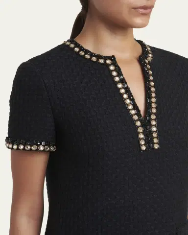 Valentino Garavani Crystal Jacquard Short-Sleeve Mini Dress | Thumbnail 5