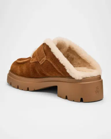 Stuart Weitzman Benni Shearling-Lined Suede Mules | Thumbnail 3