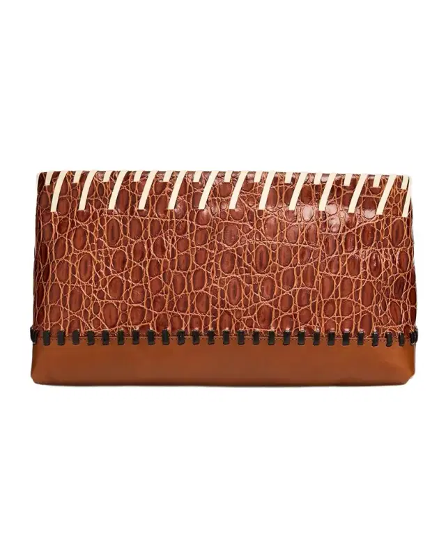 Embossed Leather Clutch Bag