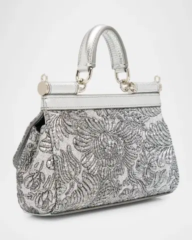 Dolce & Gabbana Sicily Small Metallic Brocade Top-Handle Bag | Thumbnail 2