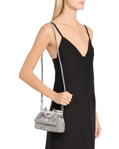 Dolce & Gabbana Sicily Small Metallic Brocade Top-Handle Bag | Thumbnail 1