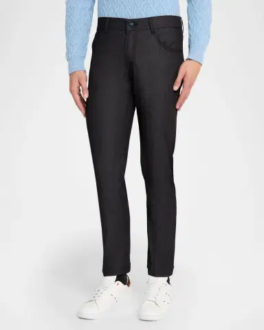 KNT Men's Black Denim Slim Fit Stretch Jeans | Thumbnail 3 KNT Men's Black Denim Slim Fit Stretch Jeans | Thumbnail 3