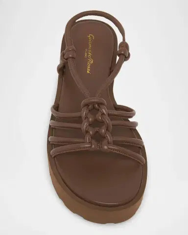 Gianvito Rossi Knotted Leather Slingback Flatform Sandals | Thumbnail 4