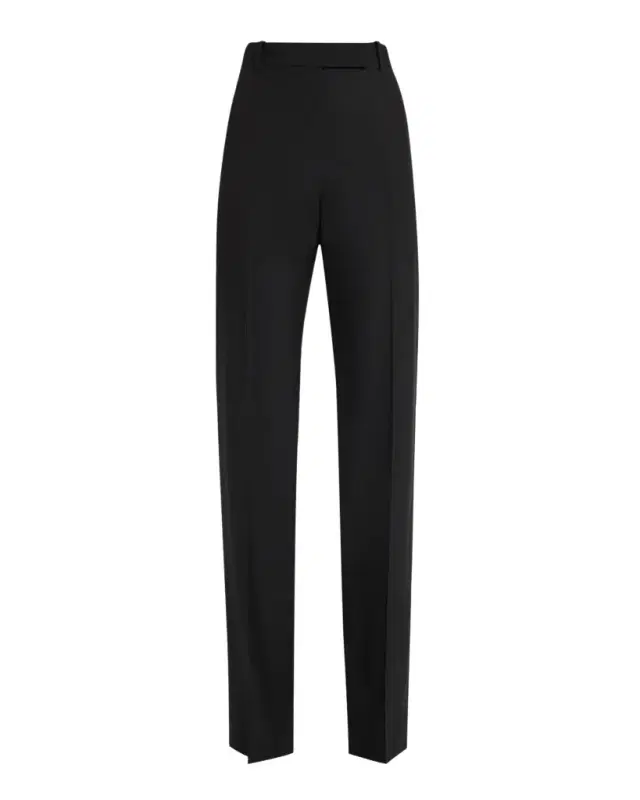 Wool Stretch Straight-Leg Trousers
