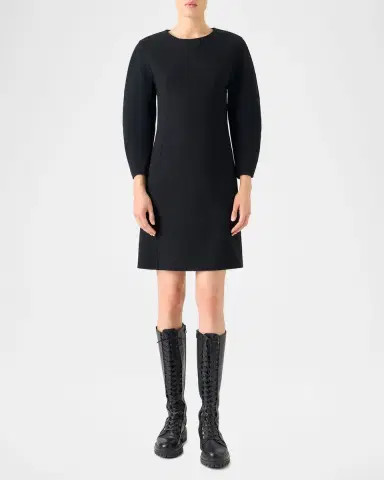 Akris Wool Crepe Long-Sleeve Mini Dress | Thumbnail 2 Akris Wool Crepe Long-Sleeve Mini Dress | Thumbnail 2