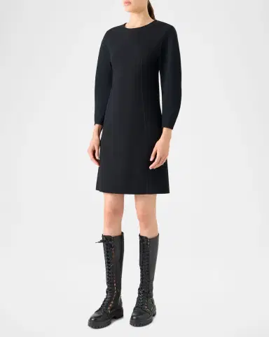 Akris Wool Crepe Long-Sleeve Mini Dress | Thumbnail 4 Akris Wool Crepe Long-Sleeve Mini Dress | Thumbnail 4
