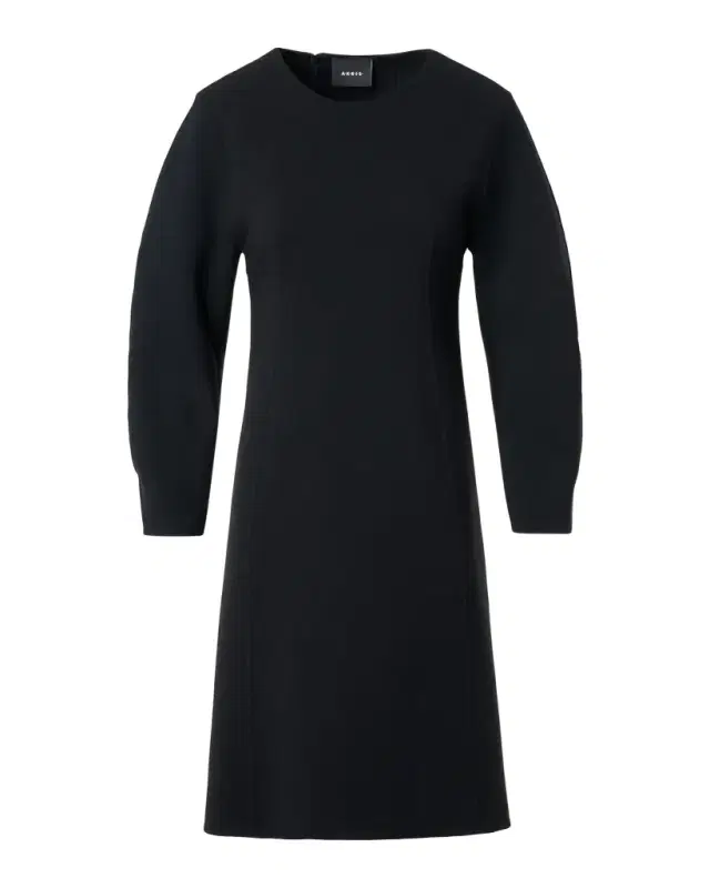 Wool Crepe Long-Sleeve Mini Dress