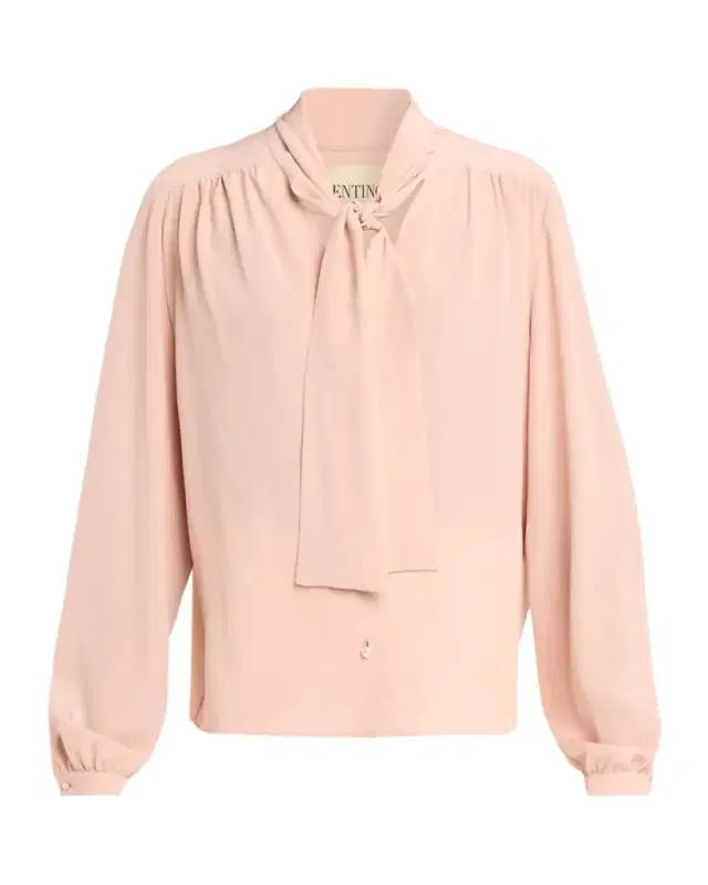 Neck Scarf Silk Crepe Shirt